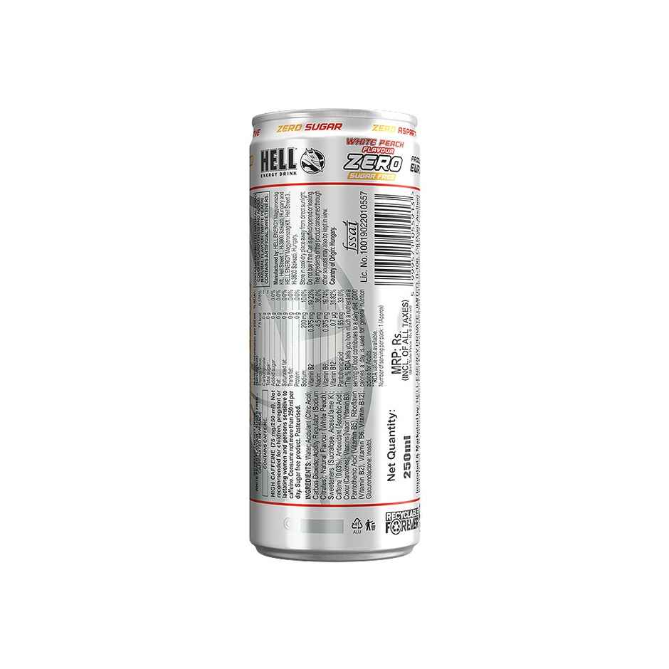 Hell Energy Zero White Peach Energy Drink