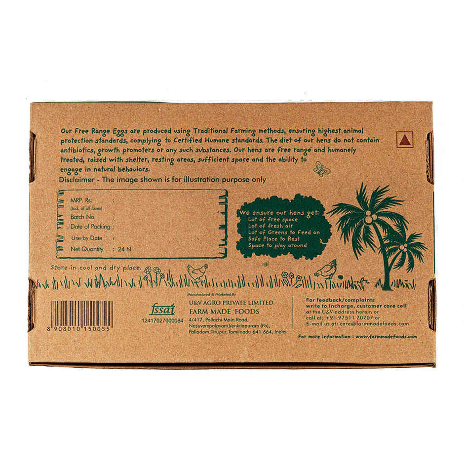 Farm Made Free Range Brown Eggs - Protein Rich | Veg Feed | Non-Fertile