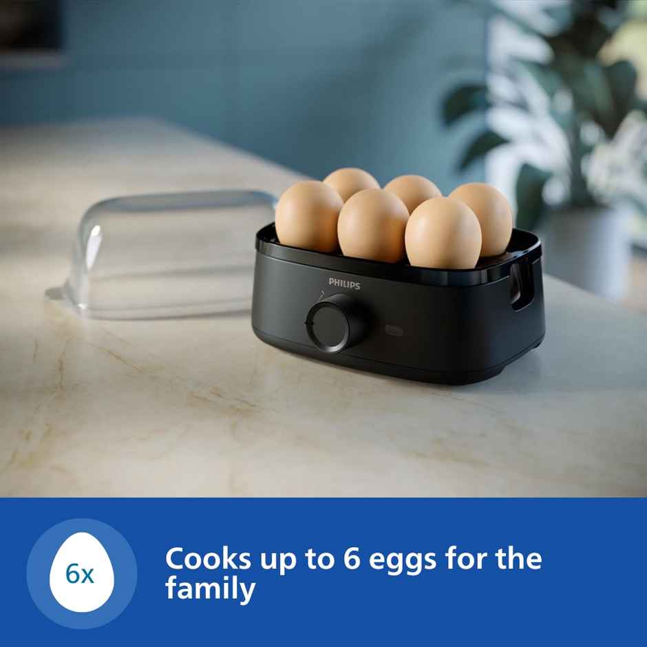 Philips HD9137/90 400W Egg Boiler, Boils upto 6 eggs & 3 Poached eggs - Black 