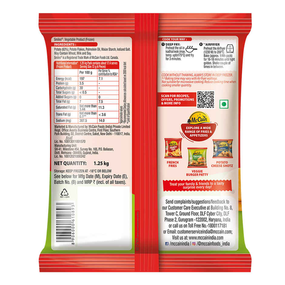 McCain Smiles | Crispy Potato Snacks | No Added Preservatives