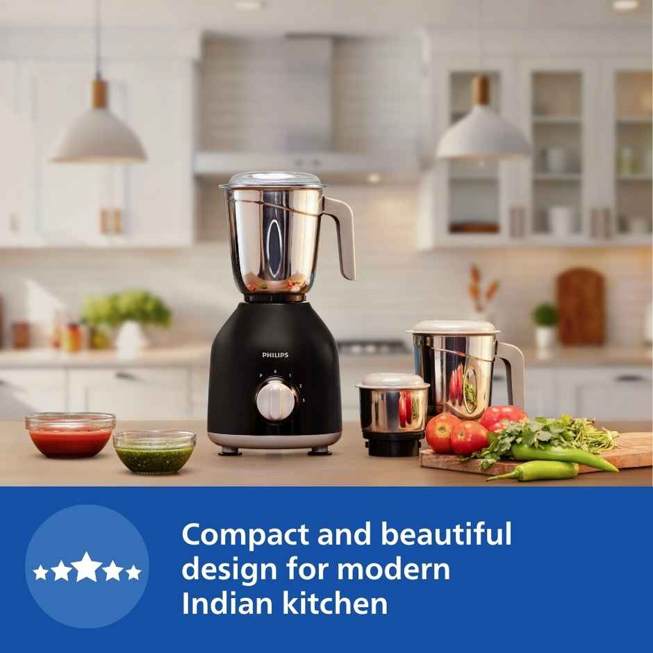 Philips (HL7756/01) 750 Watt Mixer Grinder, 3 Stainless Steel Multipurpose Jars with 3 Speed Control and Pulse function - Black