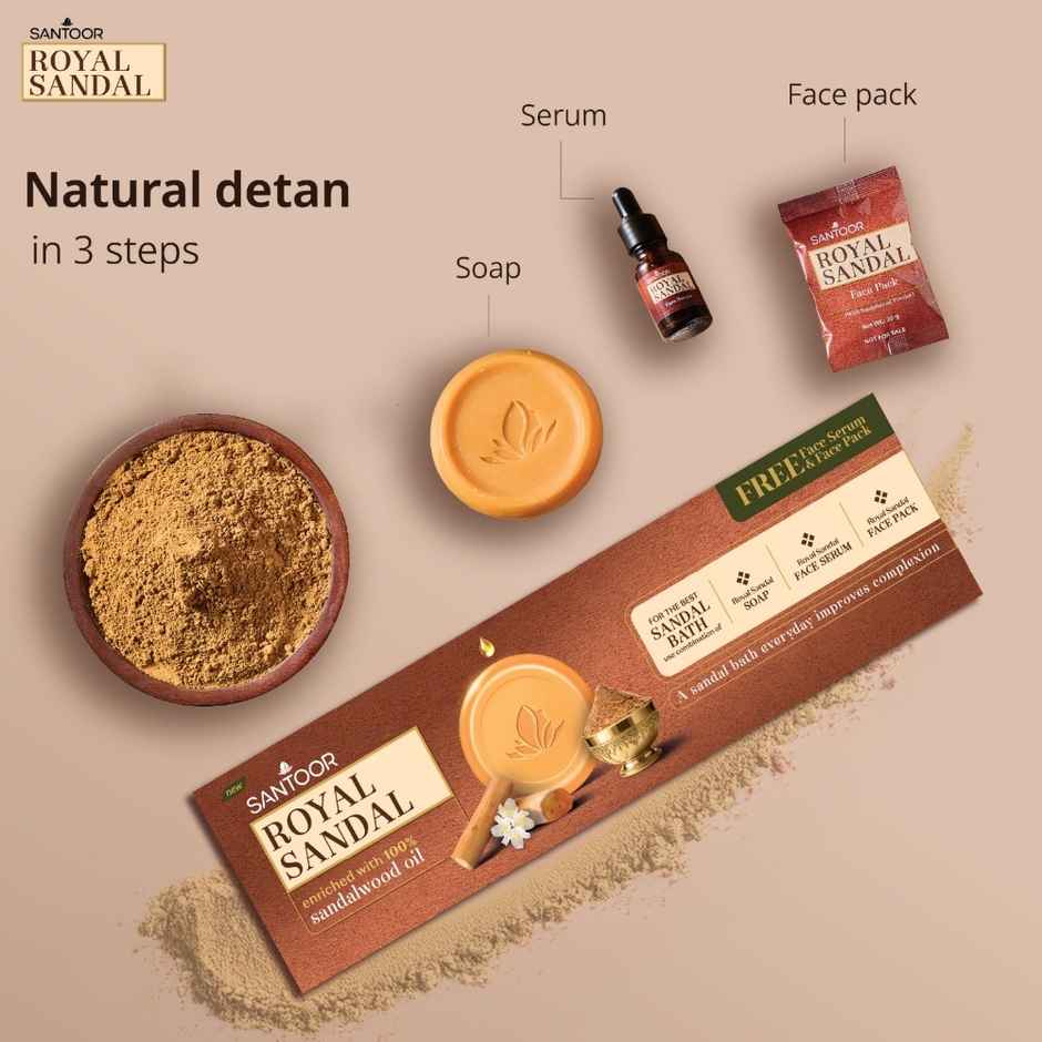 Santoor Royal Sandal Soap with Face Serum and Face Pack