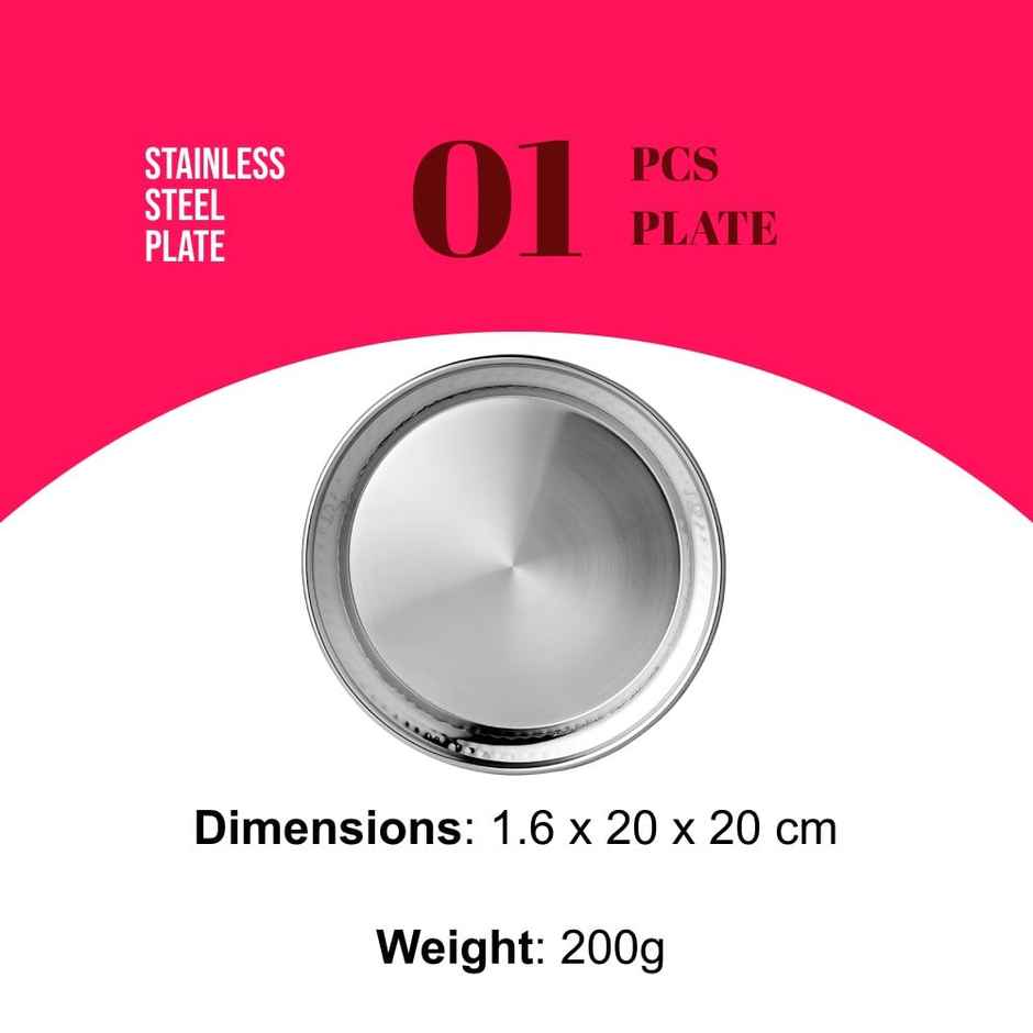Vinayak Signature Hammered Stainless Steel Plate (20 x 20 cm) - Silver