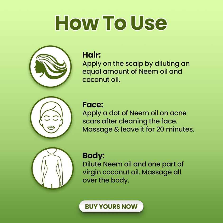 TNW The Natural Wash Pure Neem Oil for Hair & Skin - Controls Acne & Dandruff Combo