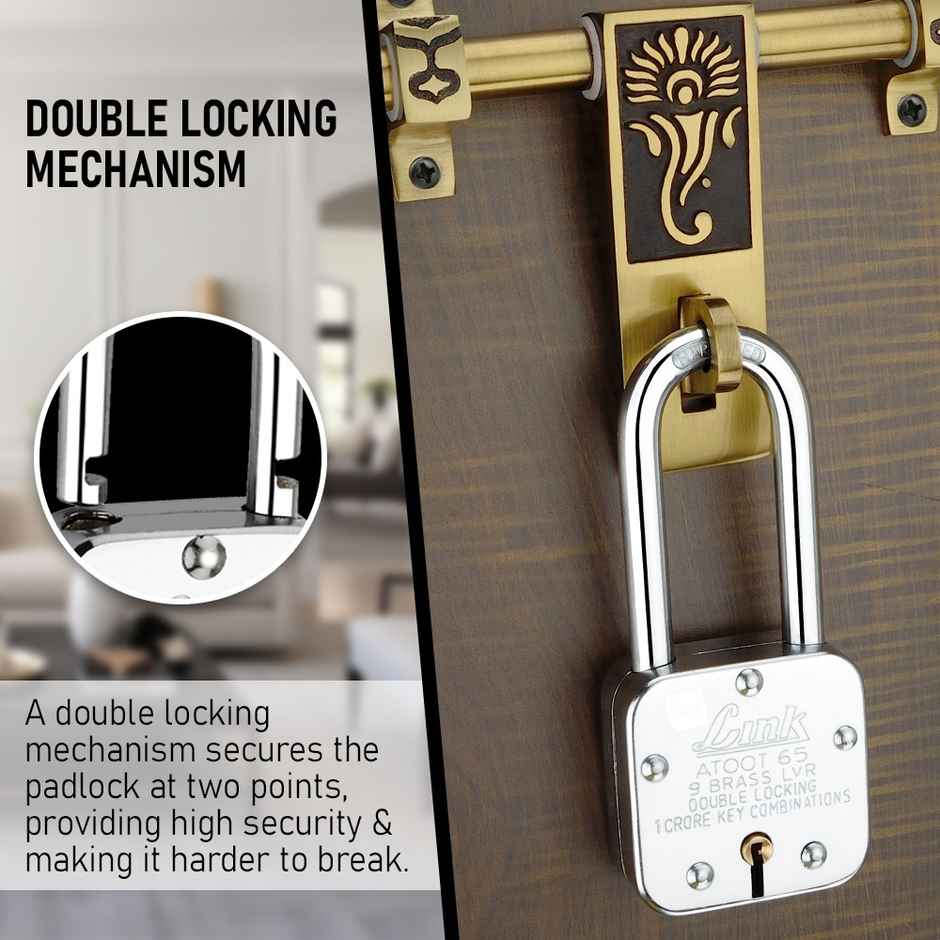 Link Stainless steel Brass Levers With Long Hardened Shackle Atoot 65 LS mm padlock with 3 Keys