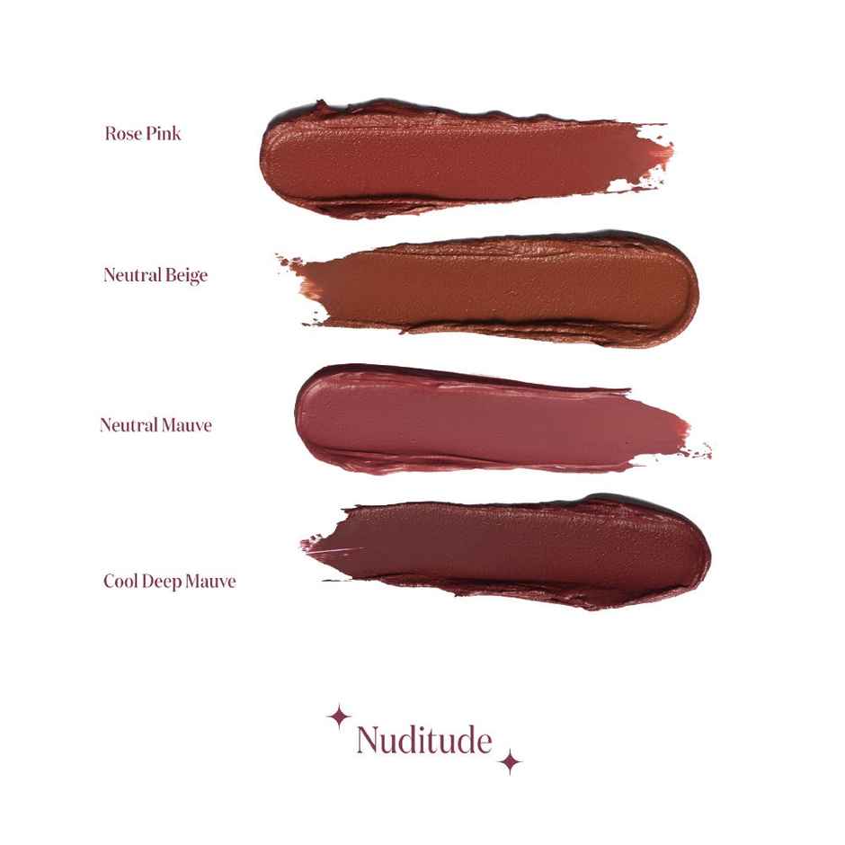Gush Beauty Super Stack 4 in 1 Liquid Lipstick Stack | Conditioning & Pigmented | Nuditude | Pink Toned Nudes