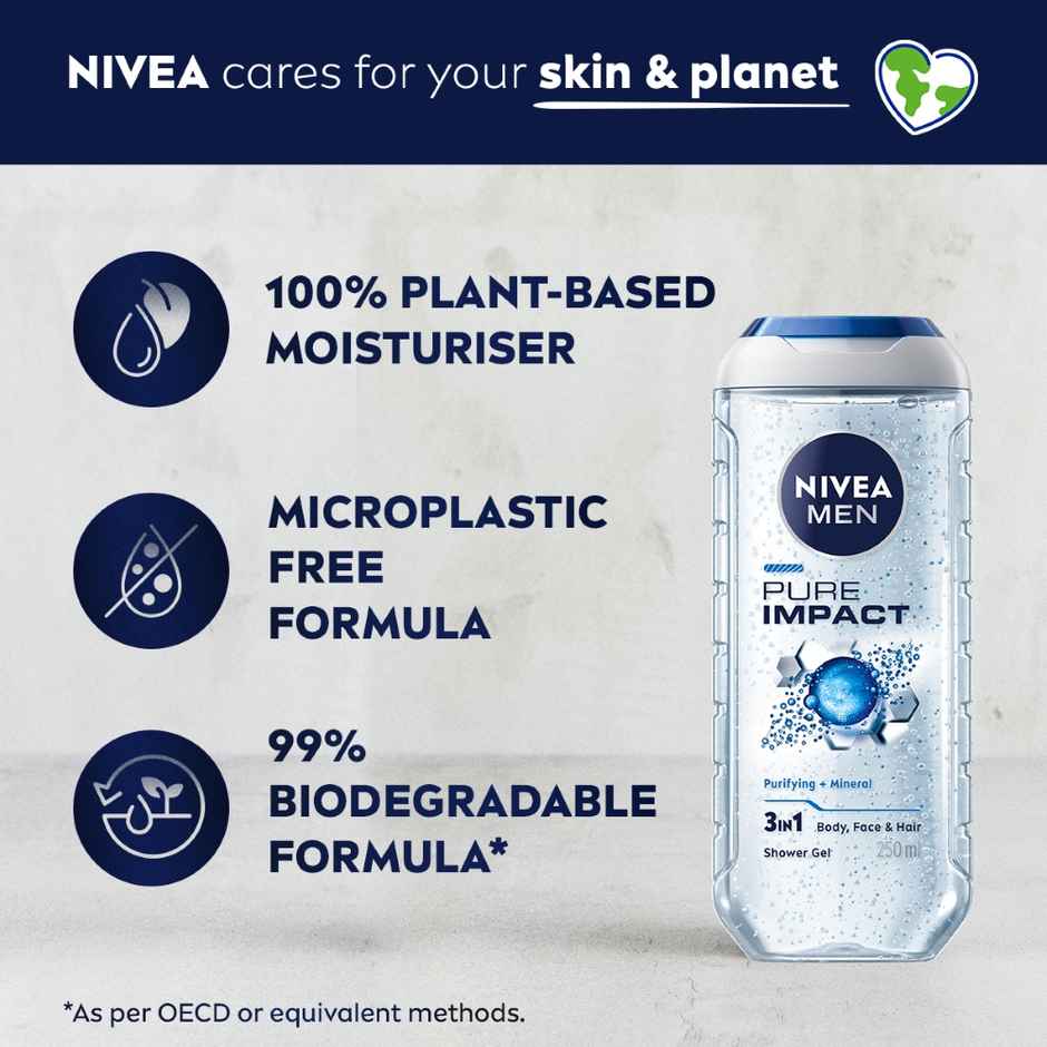 Nivea Men Pure Impact Body Wash For Face, Body & Hair