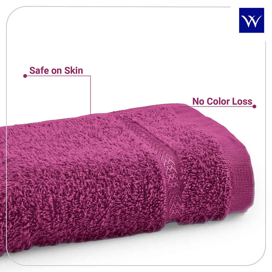 Welspun Quick Dry Cotton Dobby Weave Super Absorbent Ultra Soft Hand Towels Set | Magenta