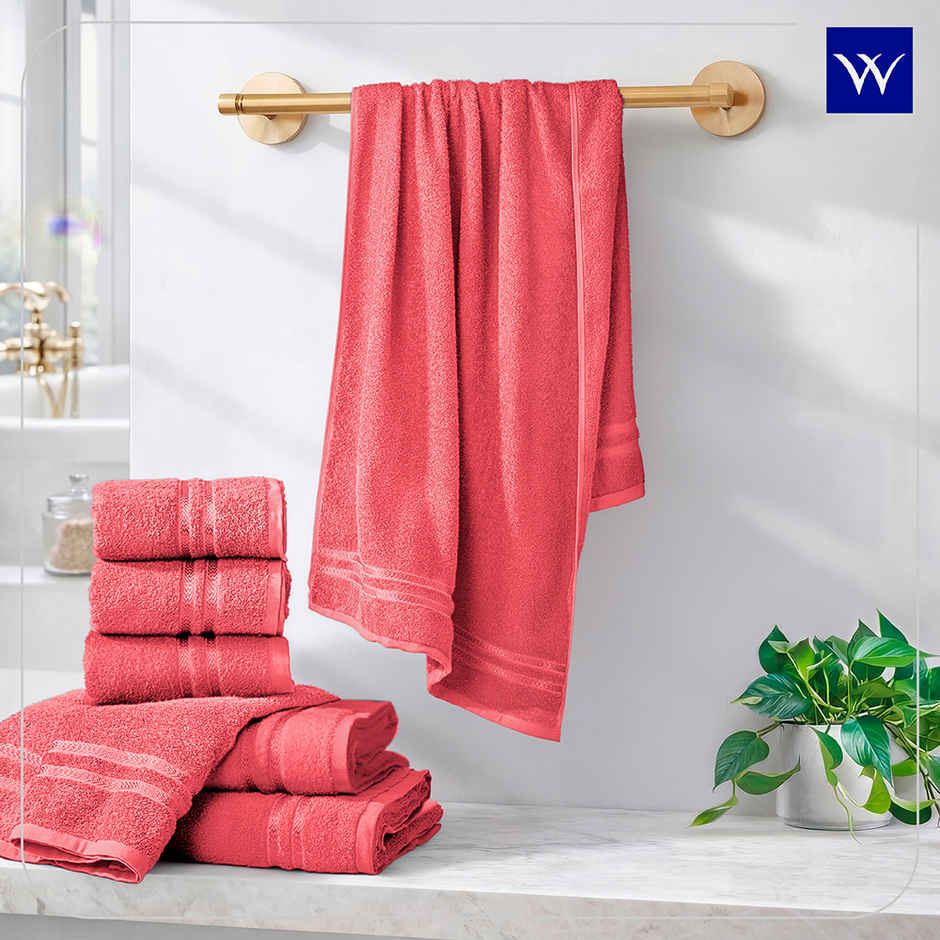 Welspun Large Quick Dry Cotton Lightweight Breathable Bath Towel | Coral