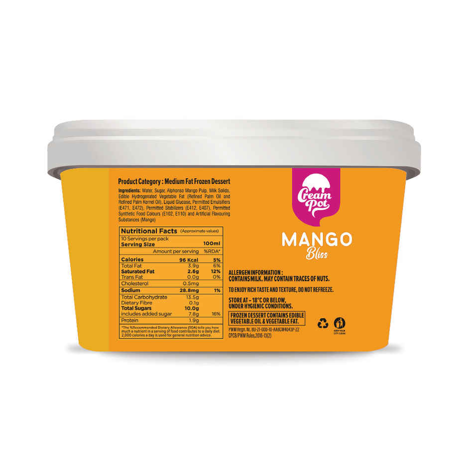 Cream Pot Mango Tub | Frozen Dessert Tub