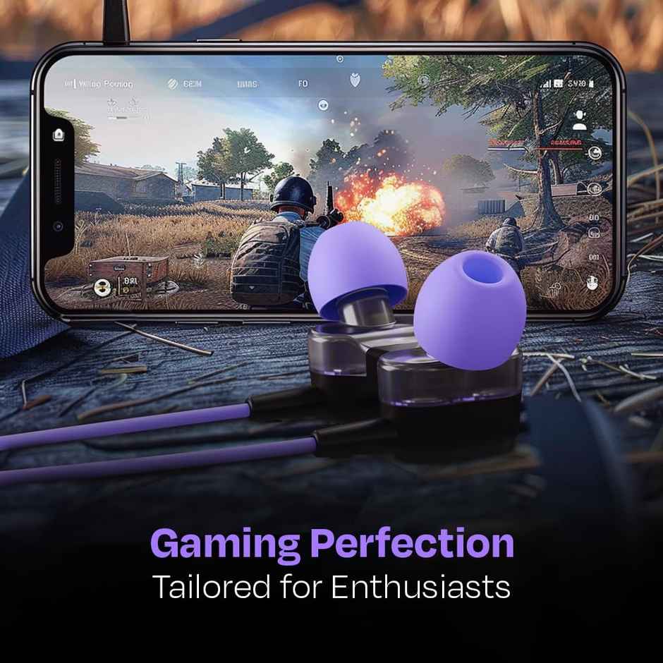 Kreo Hydra C Type Dual Dynamic Driver In-Ear Wired Gaming Earphones With Microphone | Tangle-Free