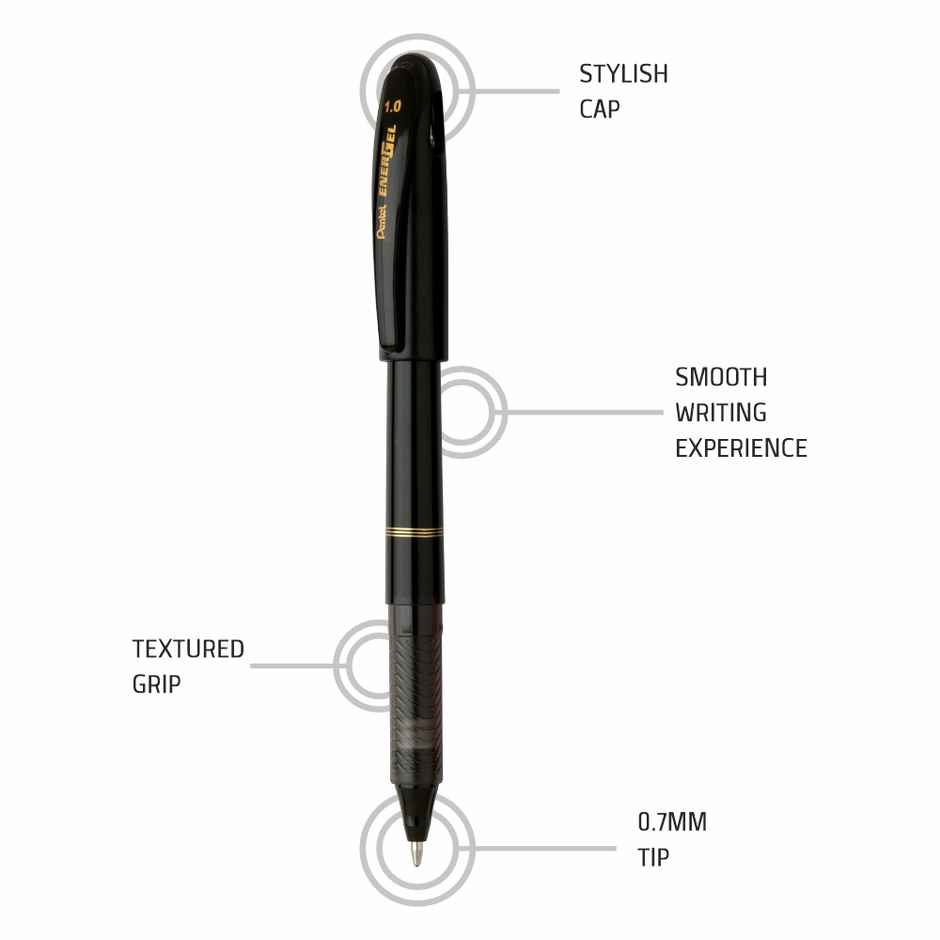 Pentel BL410 Energel Bold Single Black Body Blue Ink