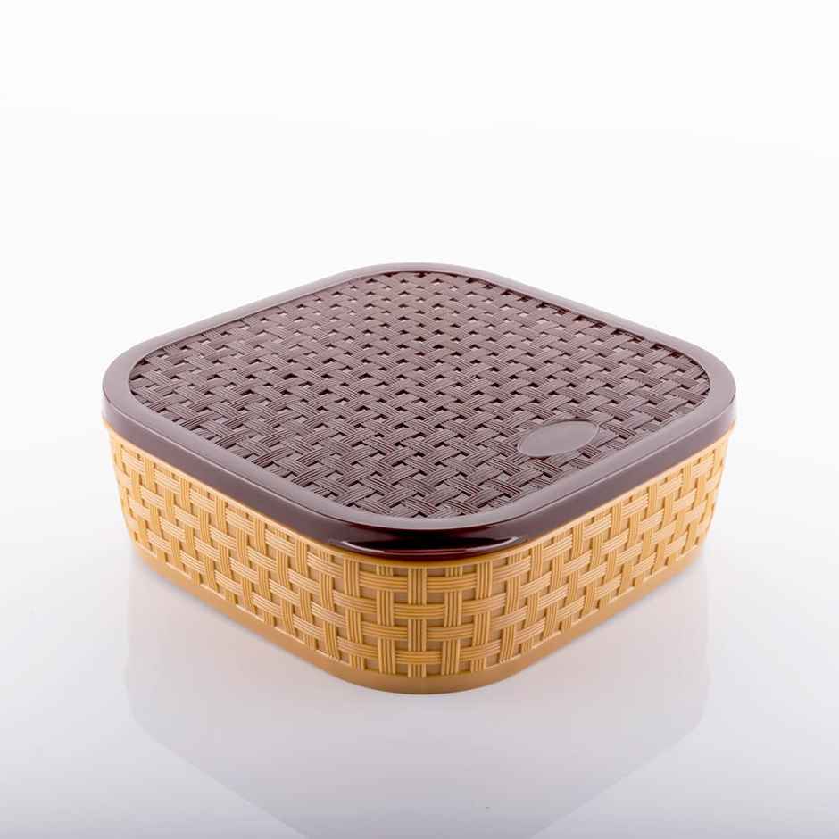 Nayasa Square Plastic Masala Box for Kitchen | Airtight BPA Free Spice Box | Yellow