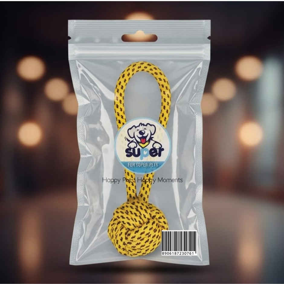 Super Pet Rope Fetch Ball Dog Toy | Yellow