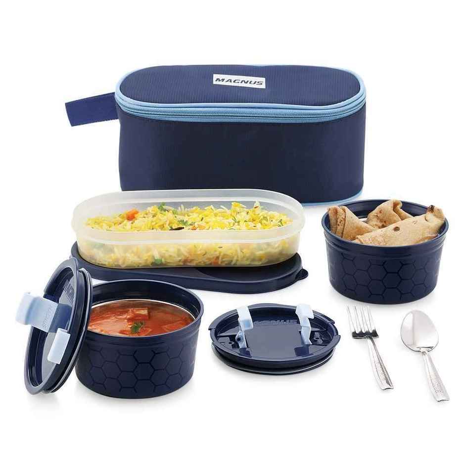 Magnus Microwave Safe Olive 3 Lunch Box Set | Stainless Steel Containers | Insulated Bag