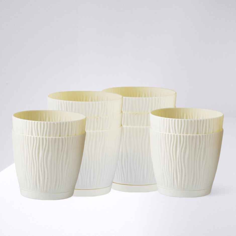 Nurturing Green - Self Watering Pots for Plants | Set of 10 | Ivory | Size: 14cm x 12.5cm