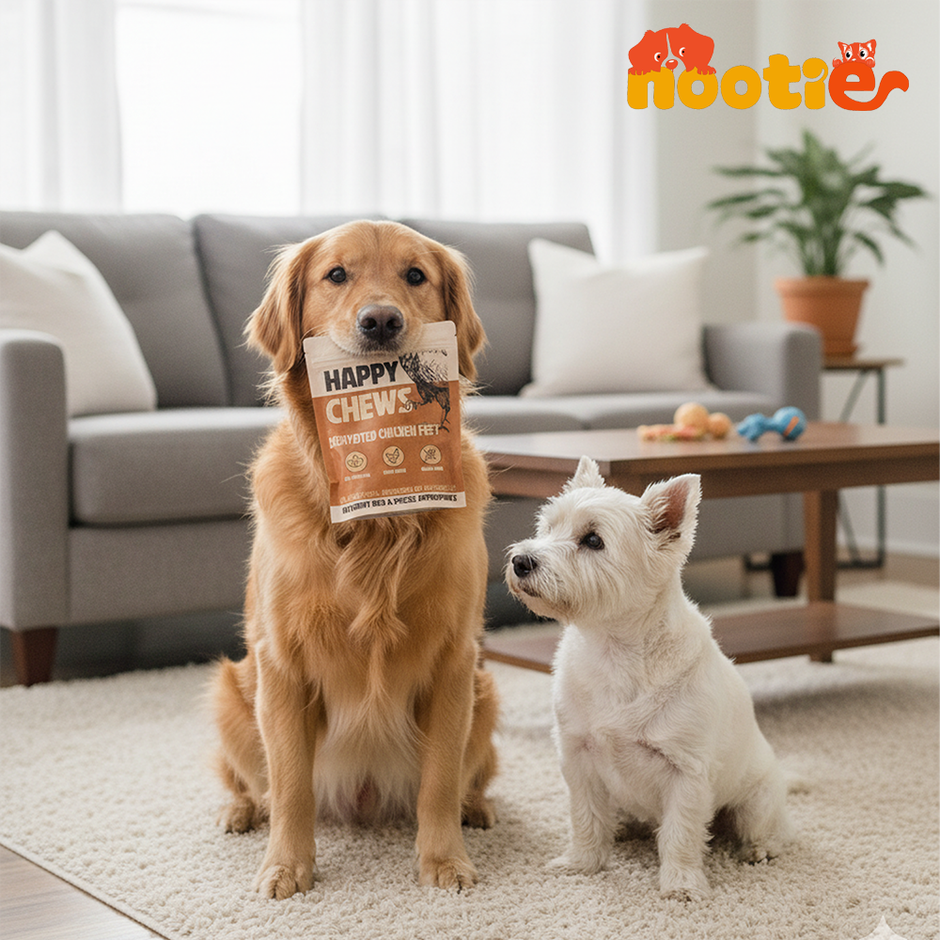 Nootie Dehydrated Chicken Feet Dog Treat | Crunchy Natural Dental Chews