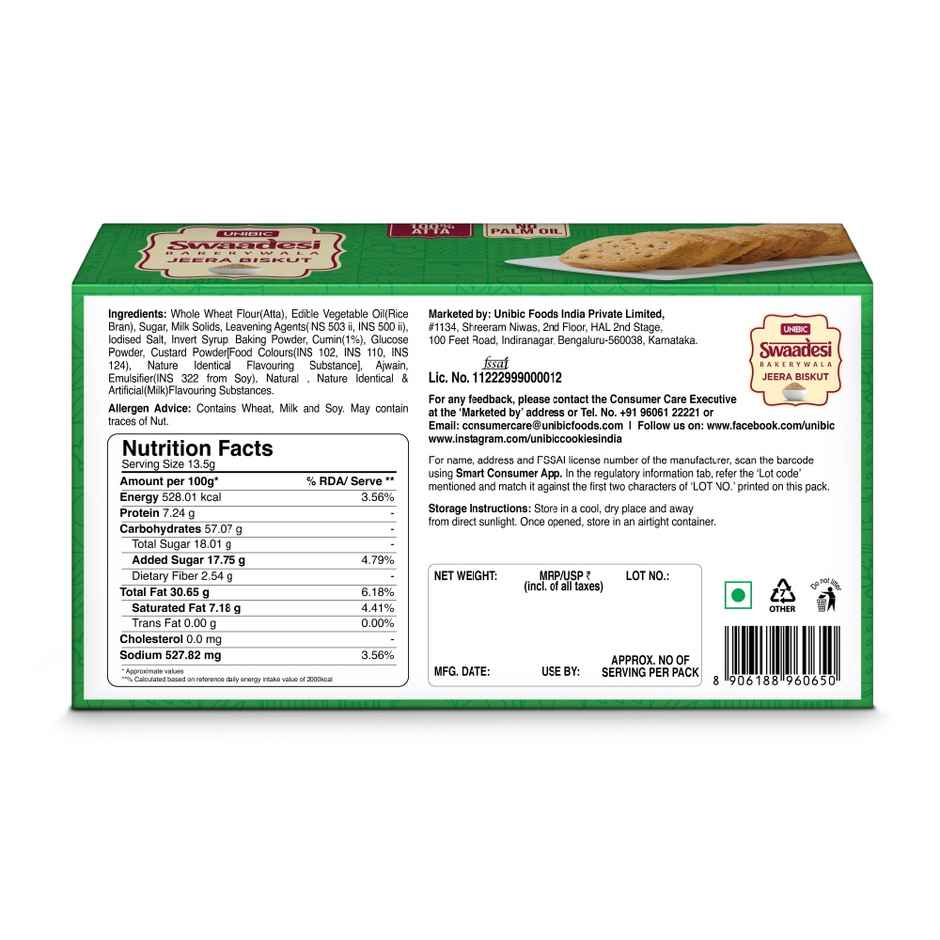 UNIBIC Swaadesi Jeera Bakery Biscuits | No Maida And No Palm Oil