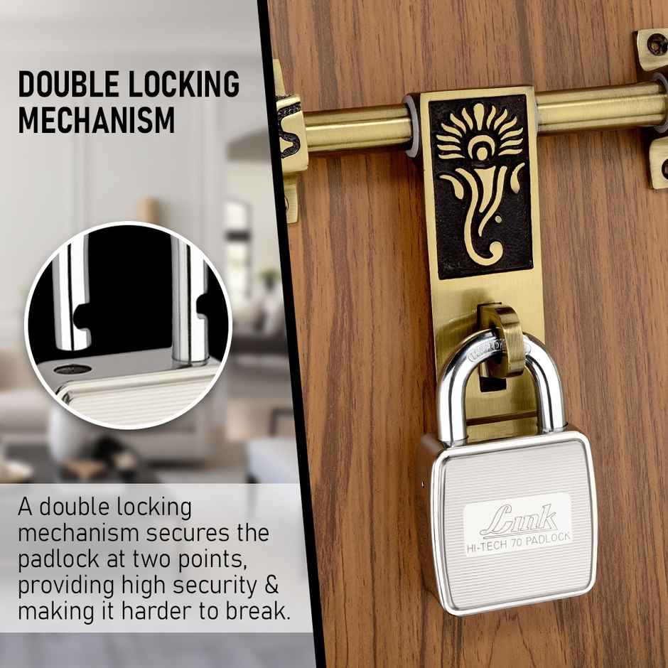 Link Stainless Steel Hi-Tech HT-70mm Lock with Hardened Shackle & 3 Keys