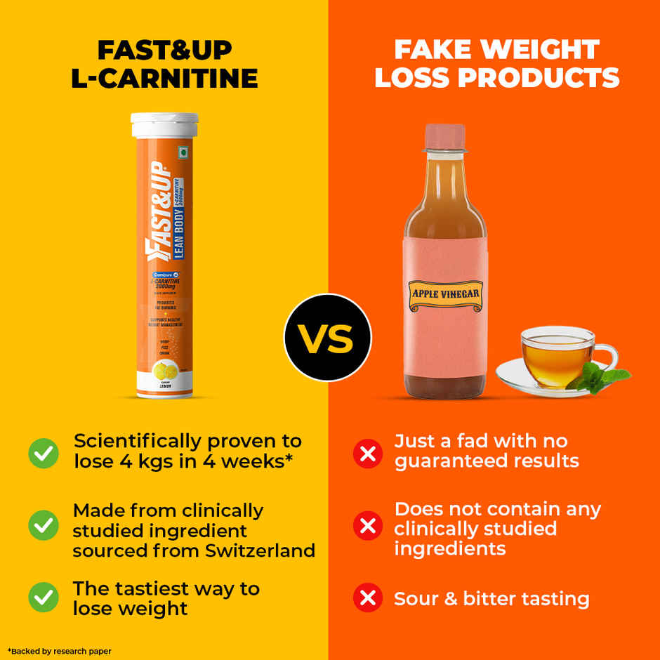 Fast&Up Fat Burner L-Carnitine For Weight Loss - Lemon flavour