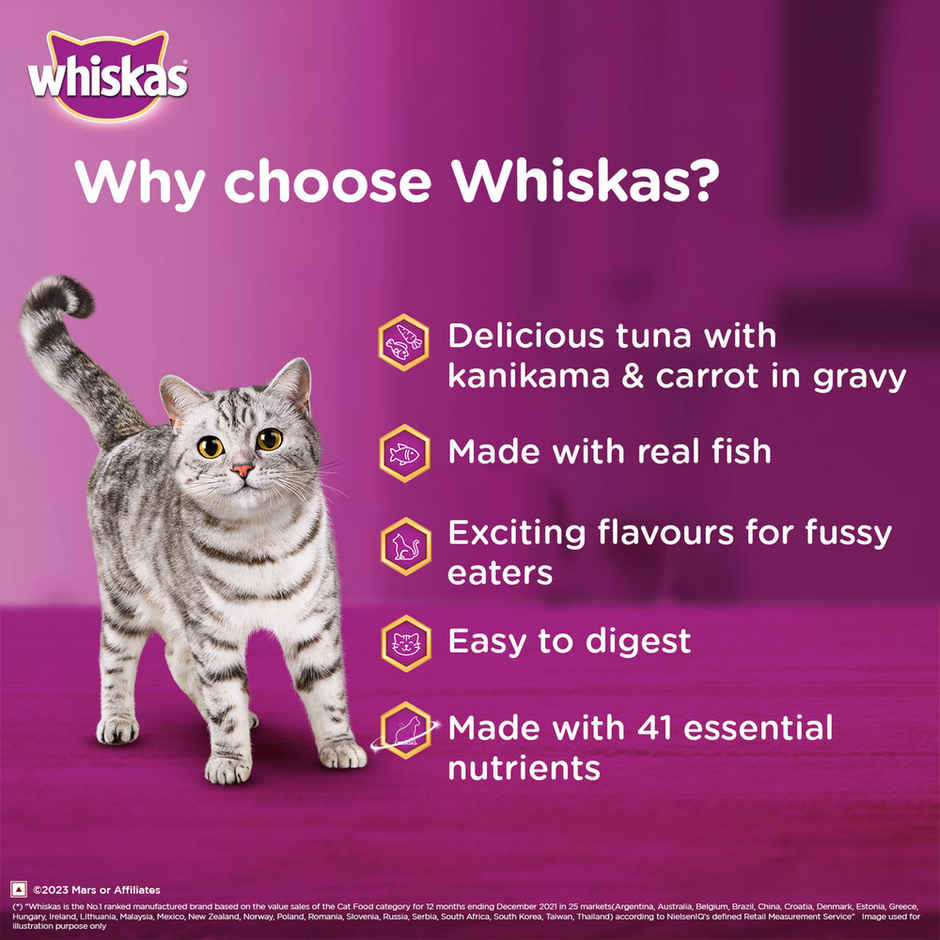 Whiskas Tasty Mix Adult Wet Cat Food | Tuna with Kanikama & Carrot in Gravy | 1+ year