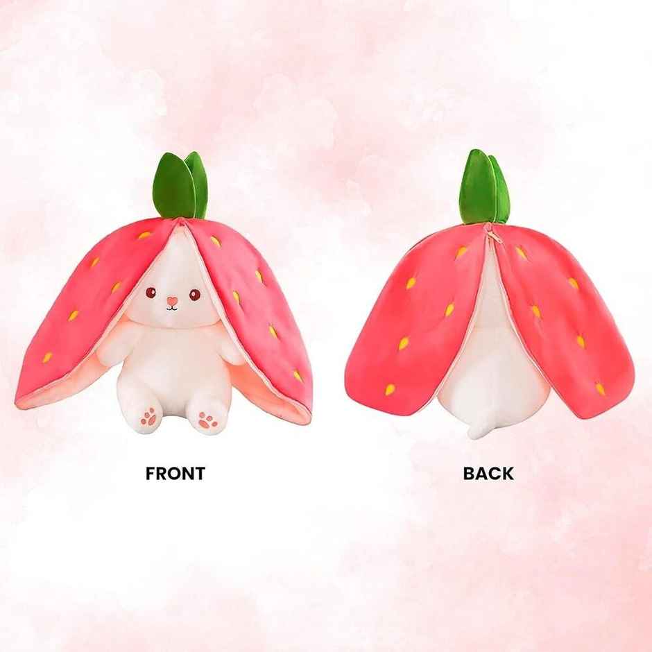 Dearjoy Rabbit In Strawberry Soft Toy Pink & White 28 cm
