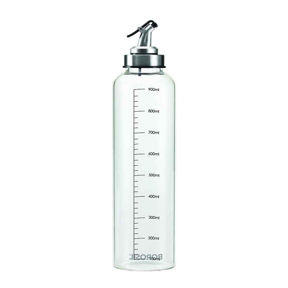 Borosil 1L Oil Dispenser & Pourer with Measurement, Stainless Steel Nozzle, Oil Container