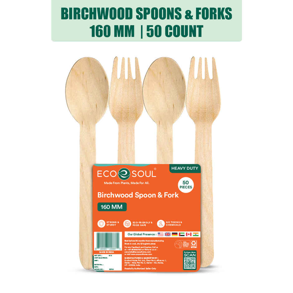 Eco Soul 160mm | 50 Count | Disposable Spoon and Fork