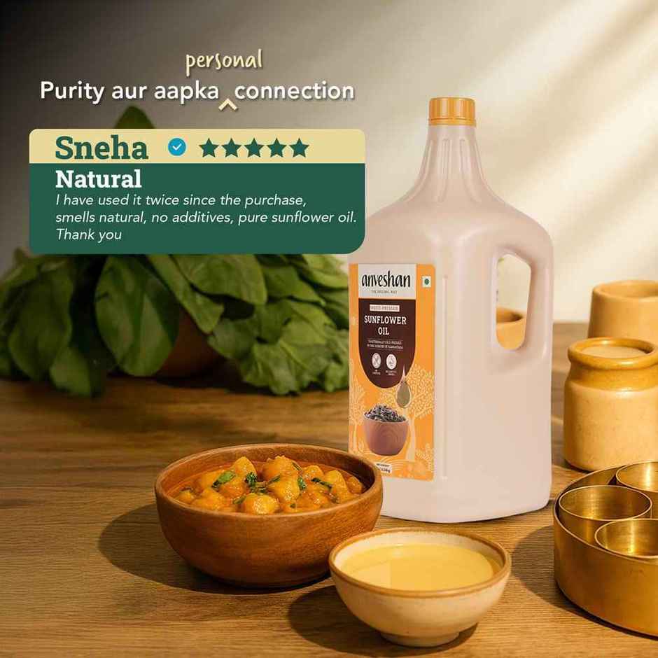 Anveshan Sunflower Wood Cold Pressed Oil Hdpe Can | Healthy Cooking Oil