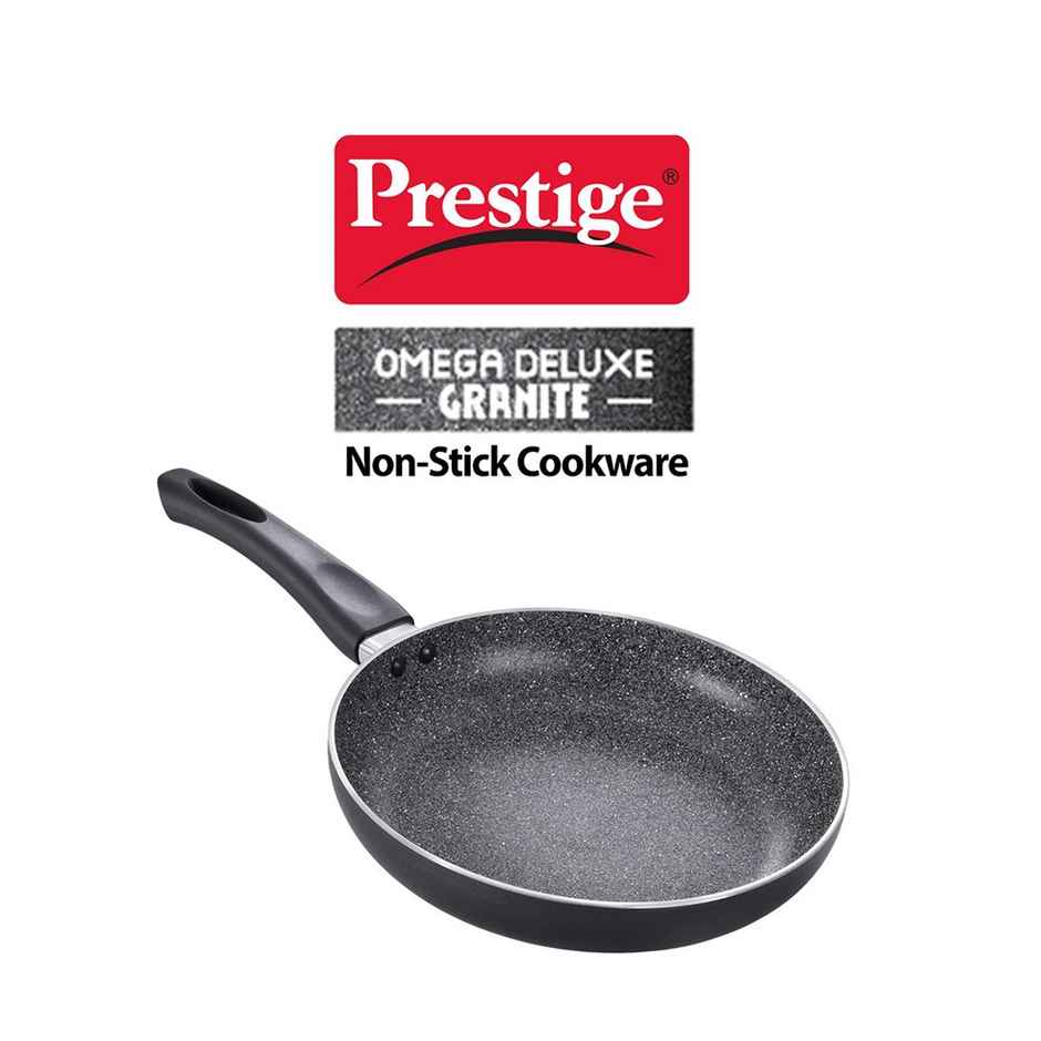 Prestige 20cm | 1.1L Omega Deluxe Granite Non-Stick Fry Pan | Gas & Induction Compatible - Black