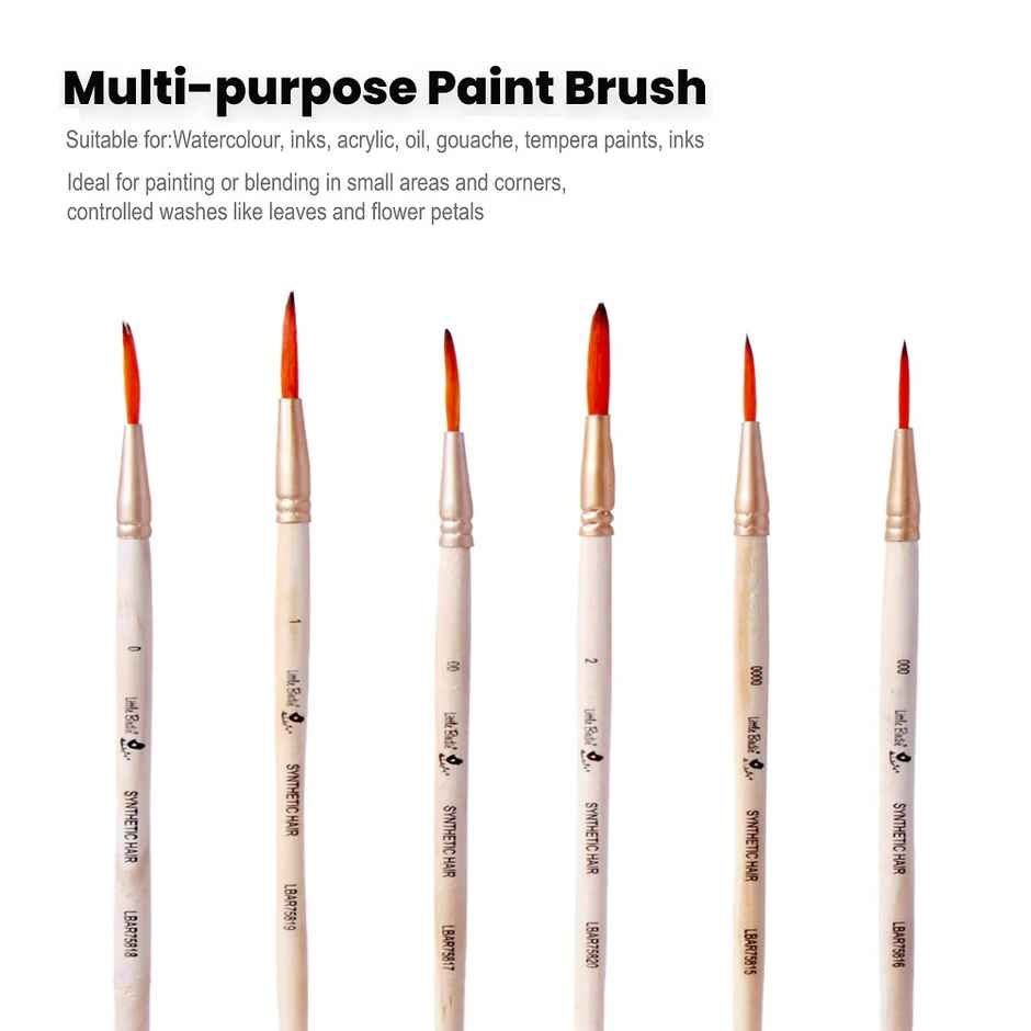 Itsy Bitsy Liner Brush Synthetic Hair Size.0000 000 00 0 1 2 Set of 6 Pc Lb