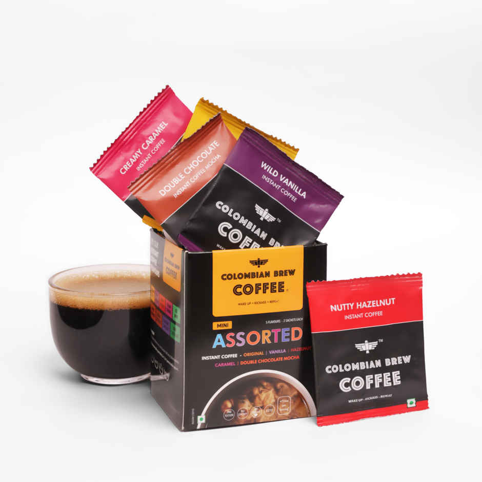 Colombian Brew Mini Assorted Instant Coffee (Original, Hazelnut, Vanilla, Caramel, Mocha) | 10 Sachets