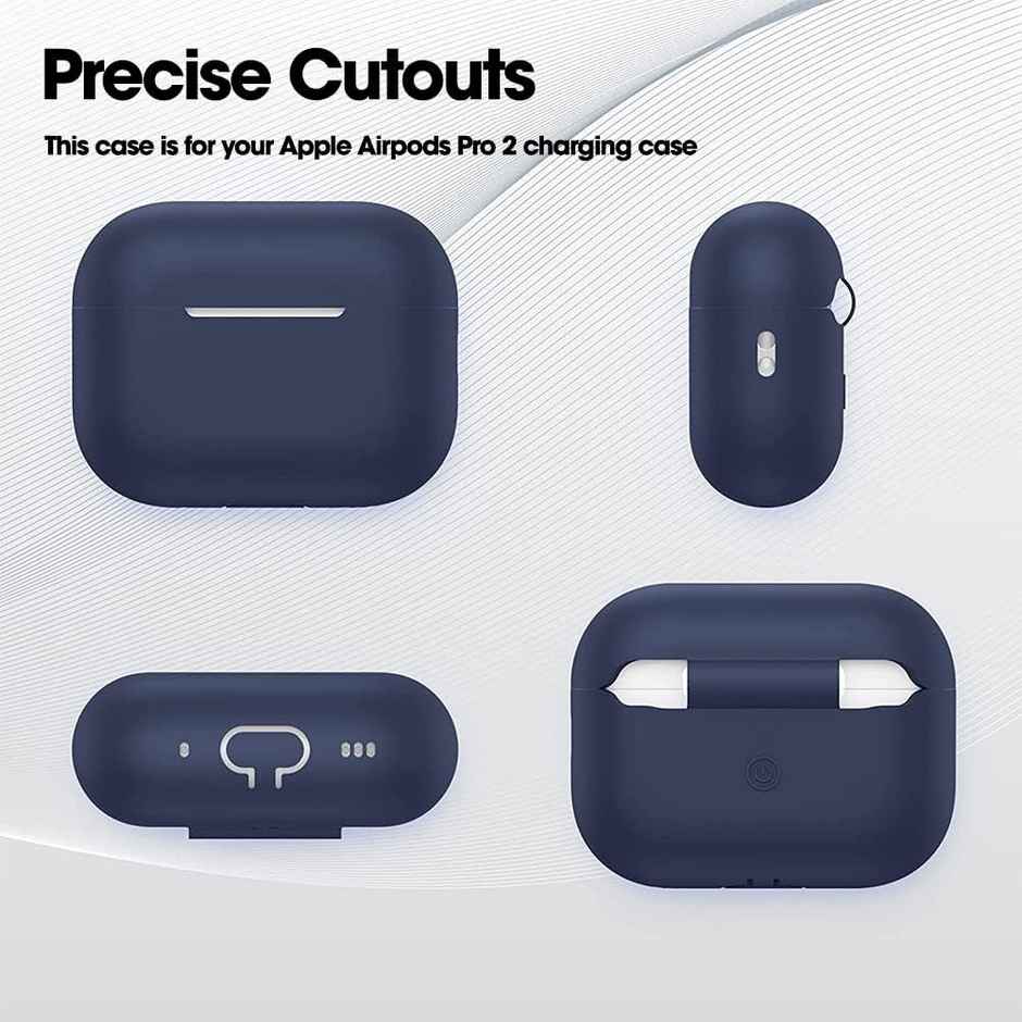 Sounce AirPods Pro 2nd Gen Case Cover | Shockproof Silicone with Keychain & LED Visible | Blue
