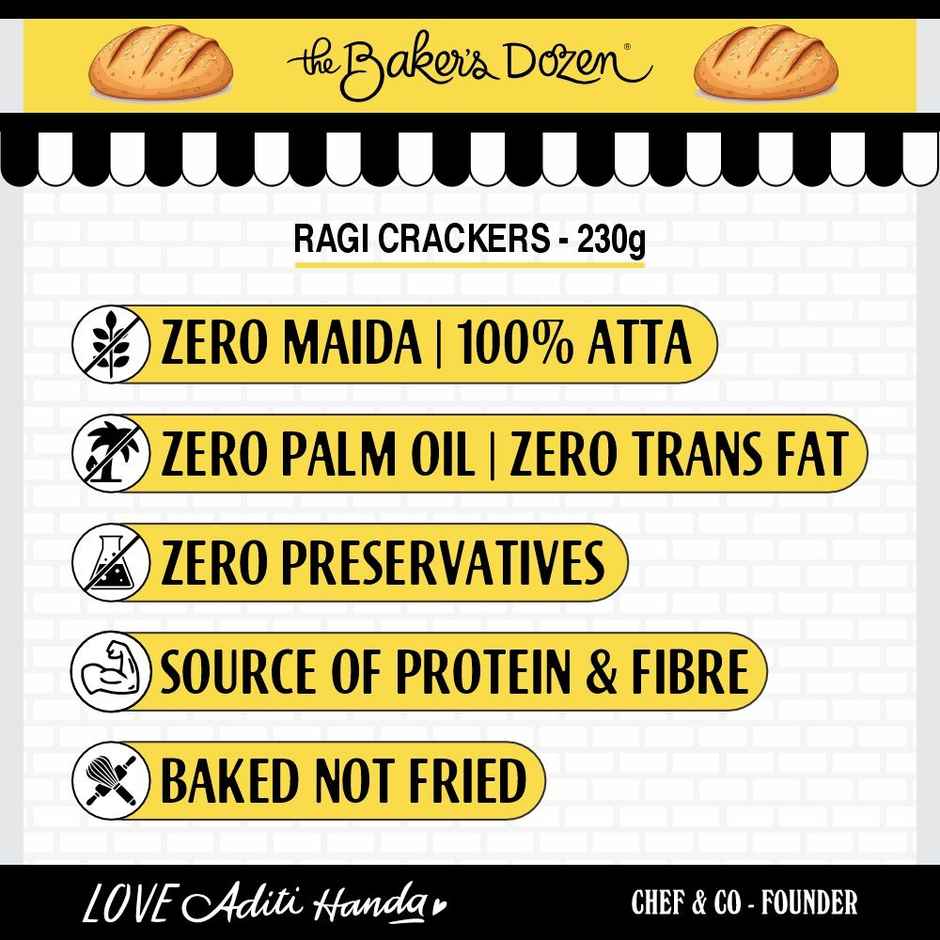 The Baker's Dozen Zero Maida Ragi Crackers Baked Millet Snack