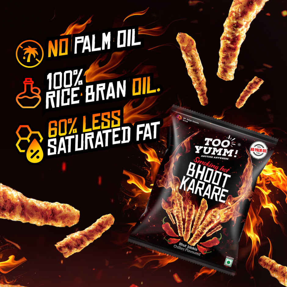 Too Yumm Smoking Hot Bhoot Karare, 60% Less Saturated Fats, No Palm Oil Healthy Crisps Namkeen
