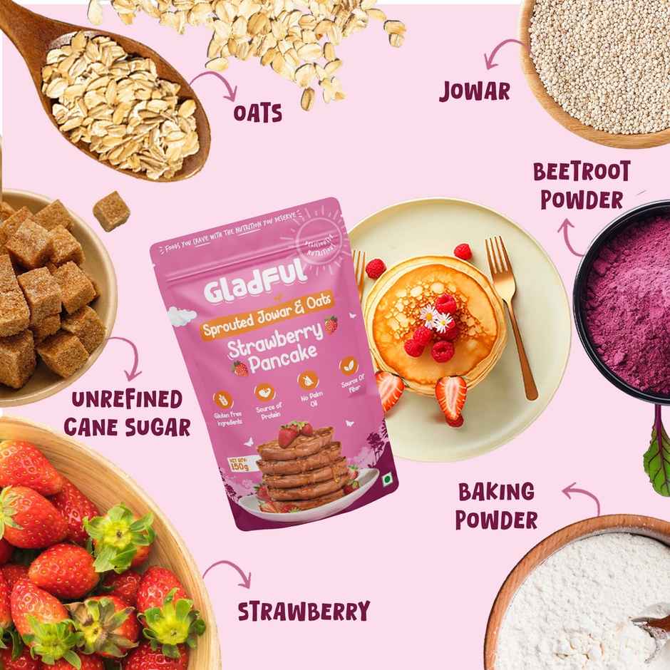 Gladful Strawberry Pancake Jowar and Oats Mix