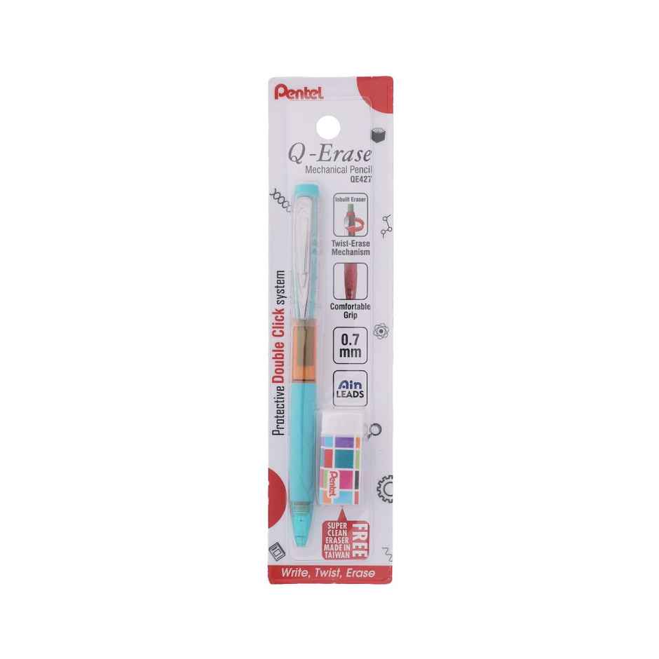 Pentel Q Erase Mechanical Pencil With Eraser Single Green Body