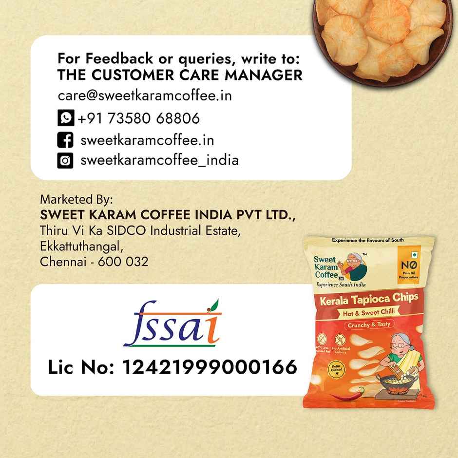 Sweet Karam Coffee Kerala Tapioca Chips | Hot & Sweet Chilli | Homestyle Wafers