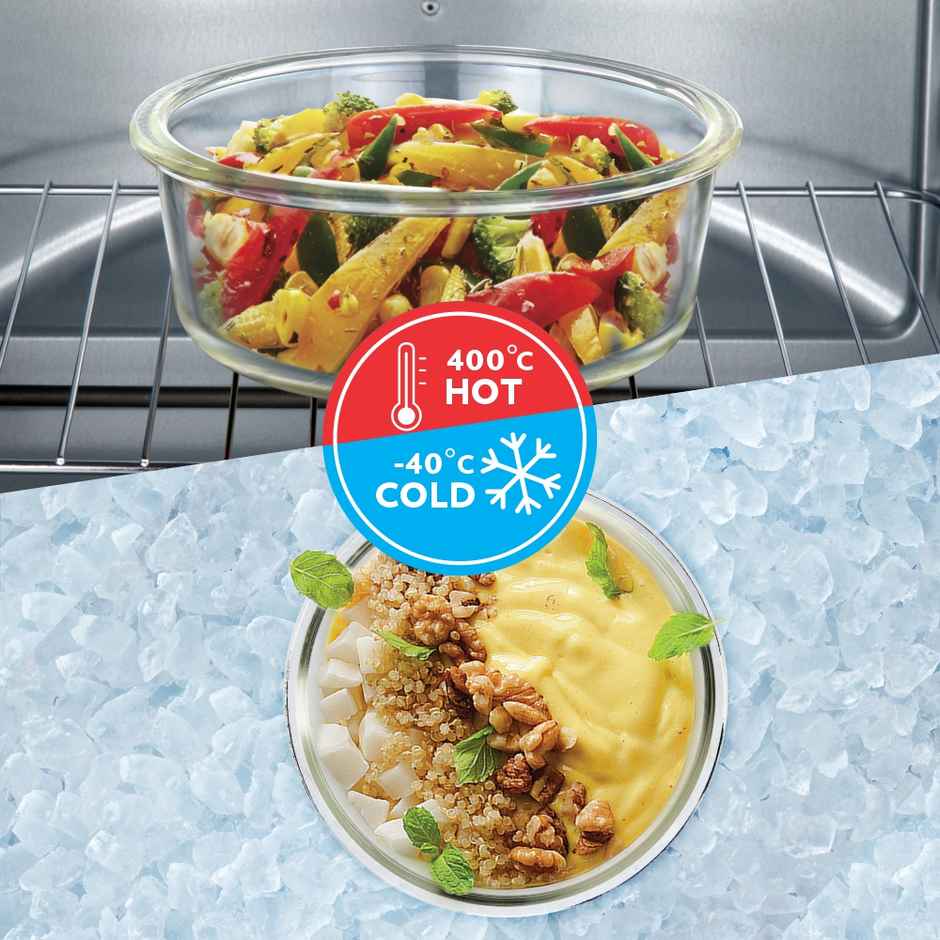 Borosil Klip N Store Storage Container With Airtight Lid (400 ml) | Borosilicate Glass
