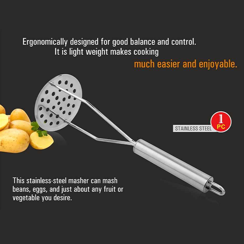 Vinayak Stainless Steel Potato Masher (Silver, 1 Unit)