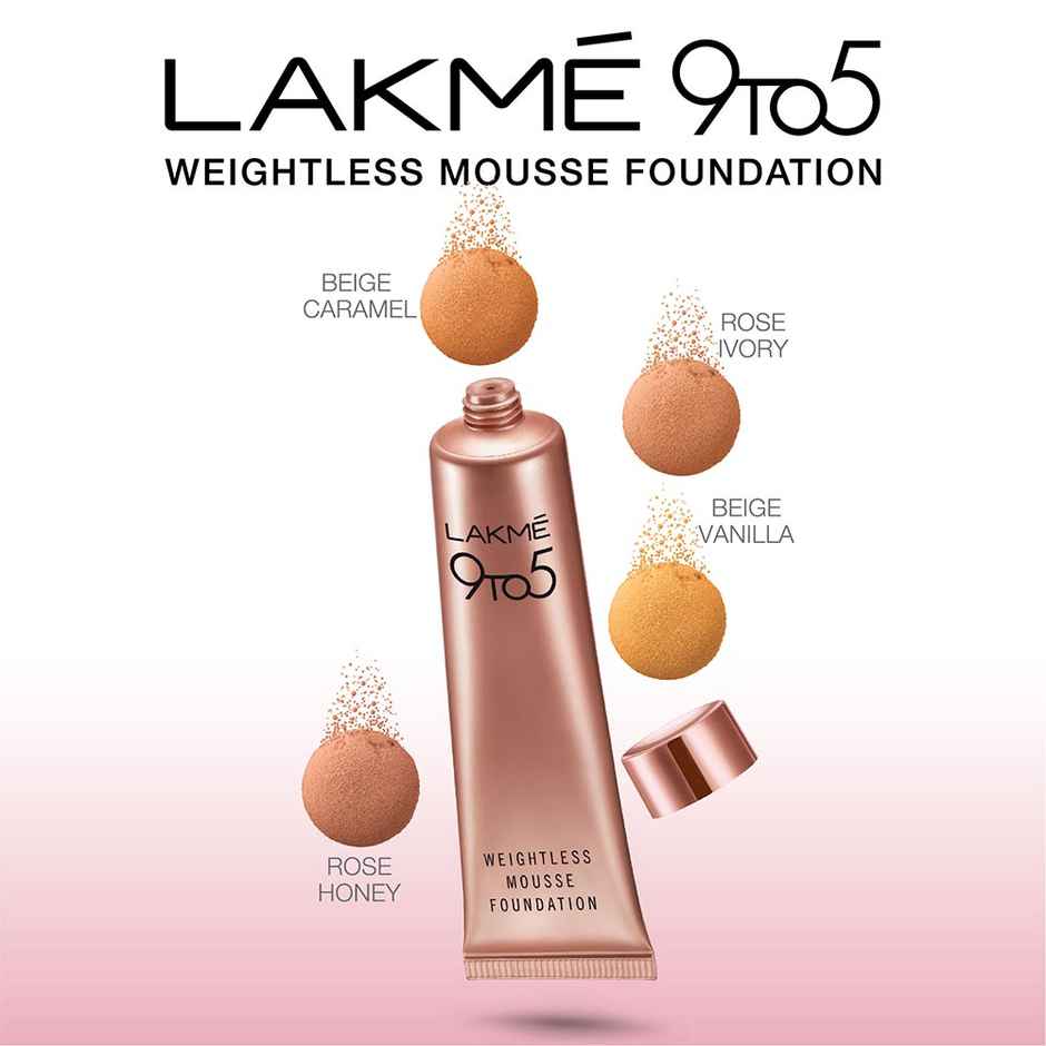 Lakme 9 To 5 Weightless Mousse Foundation | Rose | Ivory