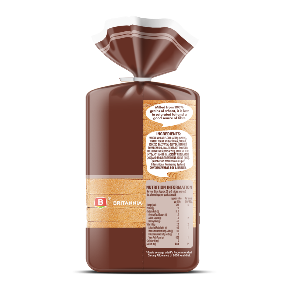 Britannia 100% Whole Wheat Bread (No Maida)