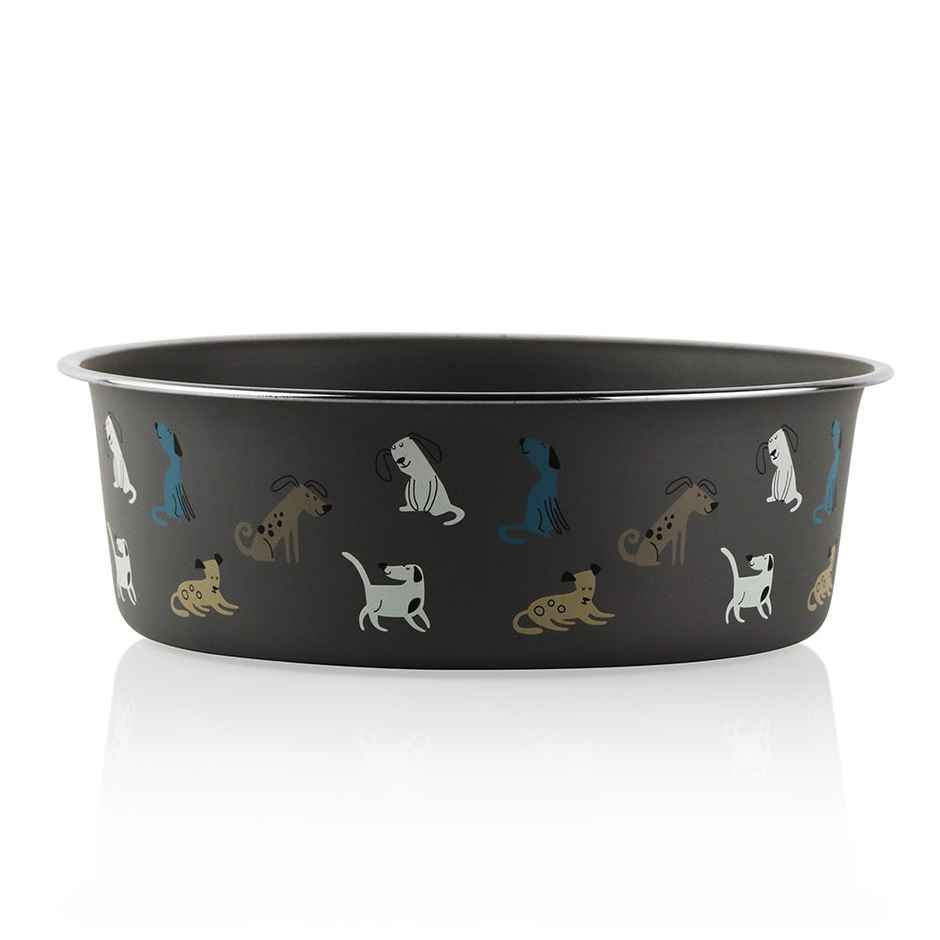 Pawpourri Cartoon Dog Print Bowl | Dark Grey | 950 ml
