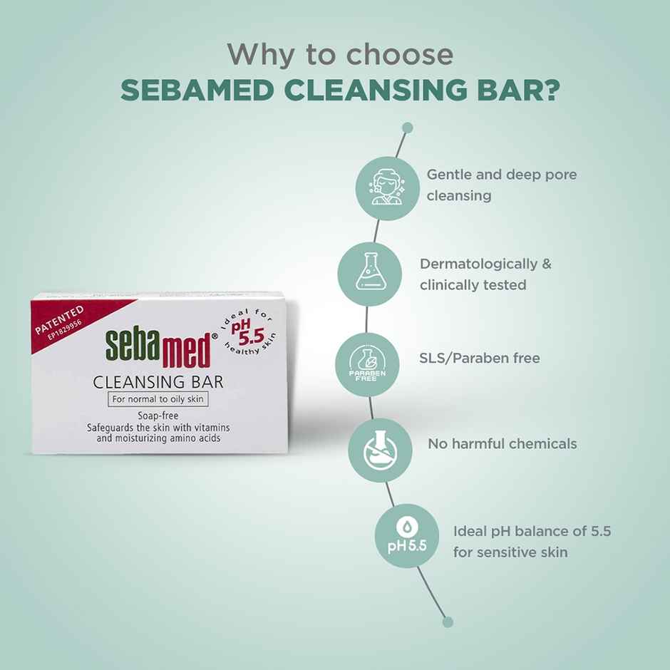 Sebamed Clear Face Cleansing Bar | pH 5.5 | Gentle & deep pore cleansing