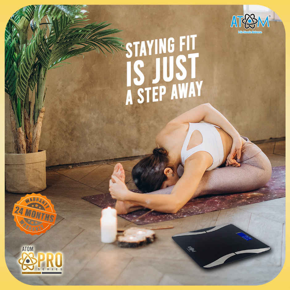 ATOM Aliston A 1010 Smart BMI Weighing Scale Capacity 180 kg | 6 Body Parameters with Mobile App