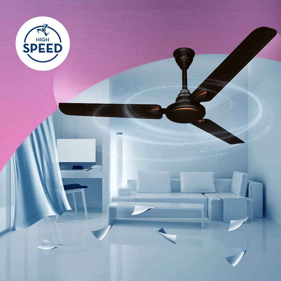 Crompton Surebreeze Hillbriz Deco Ceiling Fan, 52 Watts, 1200mm/48 Inch, Efficient Fan| Rust Resistant | Strong and Powerful Motor - Smoked Brown