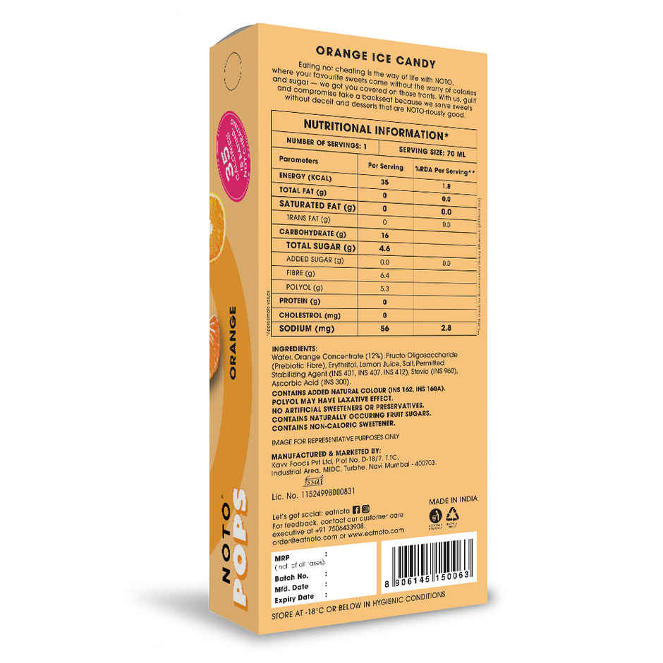 Noto Orange Sugar Free Popsicle