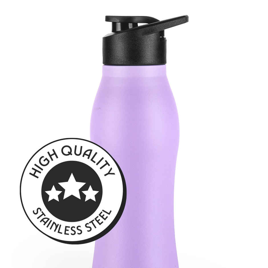 Borosil Grip Go BIS Approved Single Wall Stainless Steel Water Bottle | Purple | 950 ml
