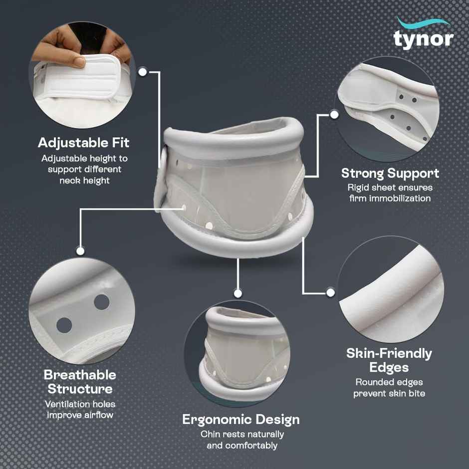 Tynor Cervical Collar Hard Adjustable White S