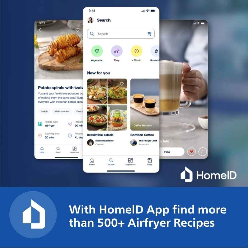 Philips  Air Fryer NA130/00, 1700W, 6.2 Liter, uses up to 90% less fat, with Rapid Air Technology (Black)